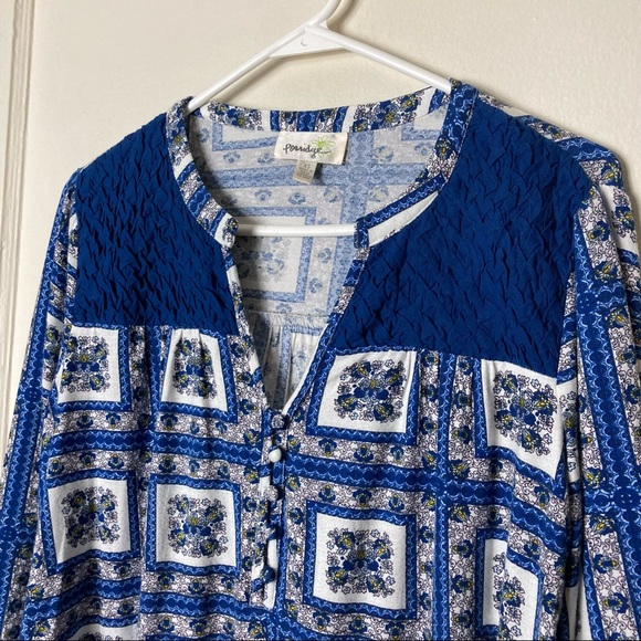 Anthropologie porridge blue belmar boho blouse M - Picture 3 of 9